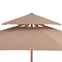 Helloshop26 Parasol double avec mât en bois 270 cm taupe 02_0008440 pas cher