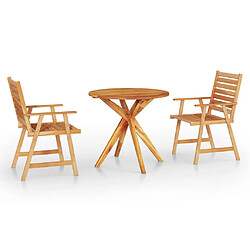 vidaXL Ensemble à manger de jardin 3 pcs Bois d'acacia solide