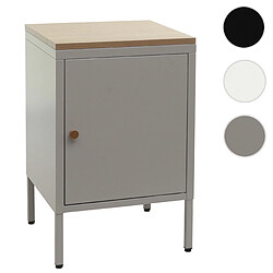 Mendler Table de nuit HWC-L84, armoire de chevet commode, métal 63x40x40cm, mélaminé ~ gris