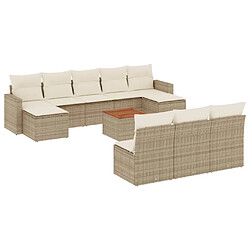 Maison Chic Salon de jardin 11 pcs avec coussins | Ensemble de Table et chaises | Mobilier d'Extérieur beige résine tressée -GKD59054