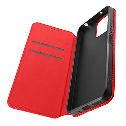 Avizar Étui pour Xiaomi Redmi 12 Porte-carte Support Vidéo Clapet Magnétique Rouge 