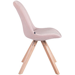 Avis Decoshop26 Chaise de salle à manger design scandinave en velours rose et pieds en bois clair forme carré 10_0003440