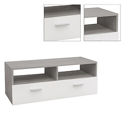 ML-Design Meuble bas TV en agglomeré MDF buffet blanc / gris matériel montage 95x36x35 cm