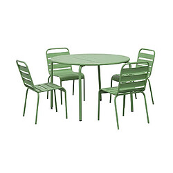 Mes Ensemble table de jardin 110 cm + 4 chaises en métal vert - BACA