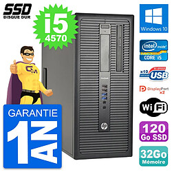 PC Tour HP ProDesk 600 G1 Intel Core i5-4570 RAM 32Go SSD 120Go Windows 10 Wifi - Occasion