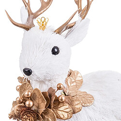 BigBuy Home Décorations de Noël Blanc Or Cerf 20 x 11 x 22 cm