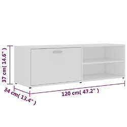 vidaXL Meuble TV Blanc 120x34x37 cm Bois d'ingénierie pas cher