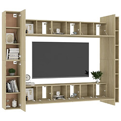 Avis Maison Chic Ensemble de meubles TV 10 pcs | Banc TV Moderne pour salon | Meuble de Rangement - Chêne sonoma Aggloméré -MN48790