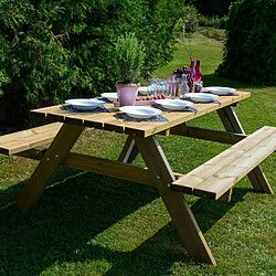 Avis Table Pique-nique Bois Naturel Traité Gardiun Essential 165x154x75 cm 6-8 Personnes