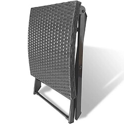 Avis vidaXL Tabouret pliable Résine tressée Noir