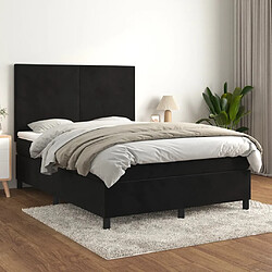 Maison Chic Lit adulte- Lit + matelas,Sommier à lattes de lit avec matelas Noir 140x200 cm Velours -GKD90784