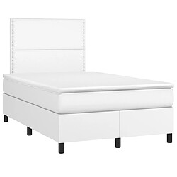 Avis Maison Chic Lit adulte- Lit + matelas + LED,Sommier à lattes de lit matelas LED blanc 120x190 cm similicuir -GKD86941