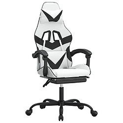 vidaXL Chaise de jeu pivotante et repose-pied Blanc et noir Similicuir