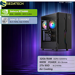 Sedatech PC Gamer • Intel i5-10600KF • RTX4060 • 32Go RAM • 2To SSD M.2 • sans OS