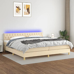 Sommier à lattes,Cadre à lattes de lit et matelas et LED pour Adulte Crème 200x200cm Tissu -MN65121