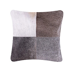 Beliani Coussin NELLAD Cuir 45 x 45 cm Géométrique Gris