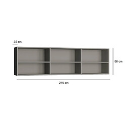 Inside 75 Surmeuble 6 niches de rangements pour lit escamotable horizontal 140 x 200 cm Hauteur 56 cm finition gris mat