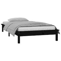 Acheter vidaXL Cadre de lit à LED sans matelas noir 75x190 cm bois massif