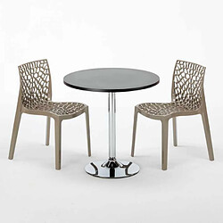 Avis Grand Soleil Table Ronde Noir et 2 Chaises Colorées P