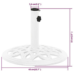 vidaXL Socle de parasol Blanc 40x40x32 cm Fonte pas cher