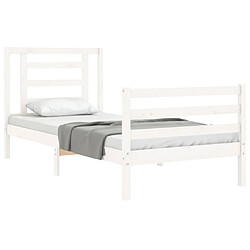 Avis vidaXL Cadre de lit sans matelas blanc 100x200 cm bois massif