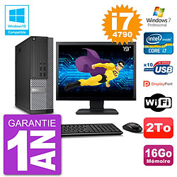 PC Dell 7020 SFF Ecran 19" Intel i7-4790 RAM 16Go Disque 2To Graveur DVD Wifi W7 - Occasion