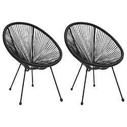 vidaXL Chaises de jardin en forme de lune lot de 2 Rotin Noir