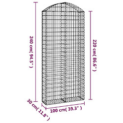 Acheter vidaXL Panier de gabions arqué 100x30x220/240 cm Fer galvanisé