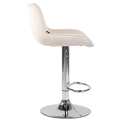 Avis Decoshop26 Tabouret de bar chaise haute x1 en velours crème coutures verticales support en métal chromé 10_0005105