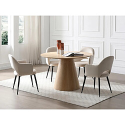 Vente-Unique Table à manger ronde 4 personnes placage chêne - Naturel clair - ANTALIZA