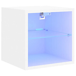 Maison Chic Meuble TV mural, Banc TV avec lumières LED pour salon, Meuble de rangement blanc 30x28,5x30 cm -GKD40478