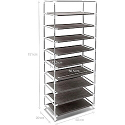 Acheter Helloshop26 Armoire étagères à chaussures en tissu pliante 36 paires de chaussures gris 13_0000255