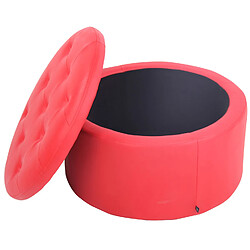 Avis Decoshop26 Tabouret bas pouf repose-pied avec espace rangement surface capitonnée en PVC rouge 10_0003708