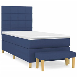 vidaXL Sommier à lattes de lit avec matelas Bleu 100x200 cm Tissu