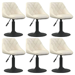 vidaXL Chaises pivotantes à manger lot de 6 crème velours