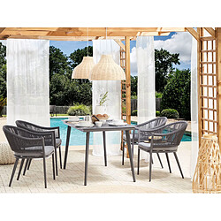 Beliani Table de jardin 140 x 80 cm Verre Gris MILETO