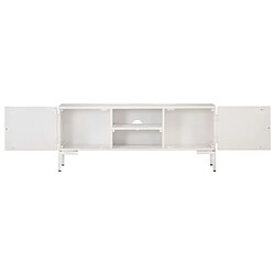 Avis vidaXL Meuble TV Blanc 115x30x46 cm Bois massif de manguier