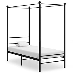 vidaXL Cadre de lit à baldaquin sans matelas noir métal 90x200 cm