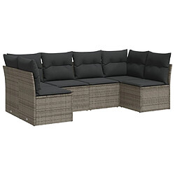 vidaXL Salon de jardin 6 pcs avec coussins gris résine tressée