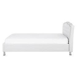 Acheter Beliani Lit double chesterfield en cuir PU 160 x 200 cm blanc METZ