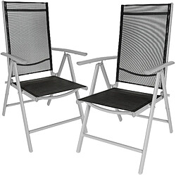 Tectake Lot de 6 chaises de jardin pliantes en aluminium - noir/gris