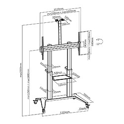 Kimex Support mobile pour écran Visioconférence 70''-120'', Hauteur 125-160cm, noir pas cher