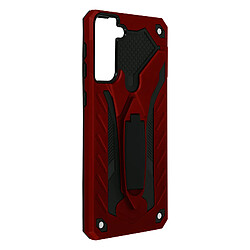 Avizar Coque Samsung Galaxy S21 Plus Bi-matière Antichoc Béquille Support Vidéo Rouge