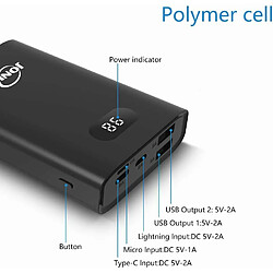 Avis YOBON Power Bank 13400mAh Batterie Externe pour Téléphone Portable Petit écran LCD Chargeur Haute Capacité Double Ports USB avec Entrée de Type C Batterie Externe pour iPhone iPad Samsung Niendo Switch