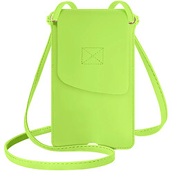 Avizar Pochette Bandoulière Smartphone avec Rangement carte Simili cuir vert