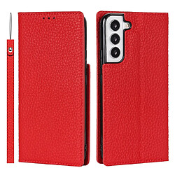 Etui en PU texture litchi rouge pour votre Samsung Galaxy S22 5G