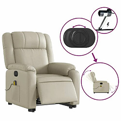 Maison Chic Fauteuil Relax pour salon, Fauteuil inclinable de massage électrique crème similicuir -GKD21523 pas cher