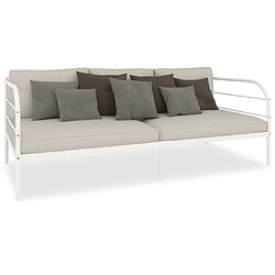 Maison Chic Lit adulte - Lit simple Cadre de lit,Structure du lit Contemporain de repos Blanc Métal 90 x 200 cm -MN51309