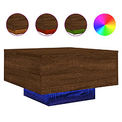 Maison Chic Table basse pour salon | Table à café avec lumières LED chêne marron 55x55x31 cm -GKD99062