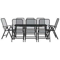 vidaXL Ensemble à manger de jardin 9 pcs anthracite métal maille